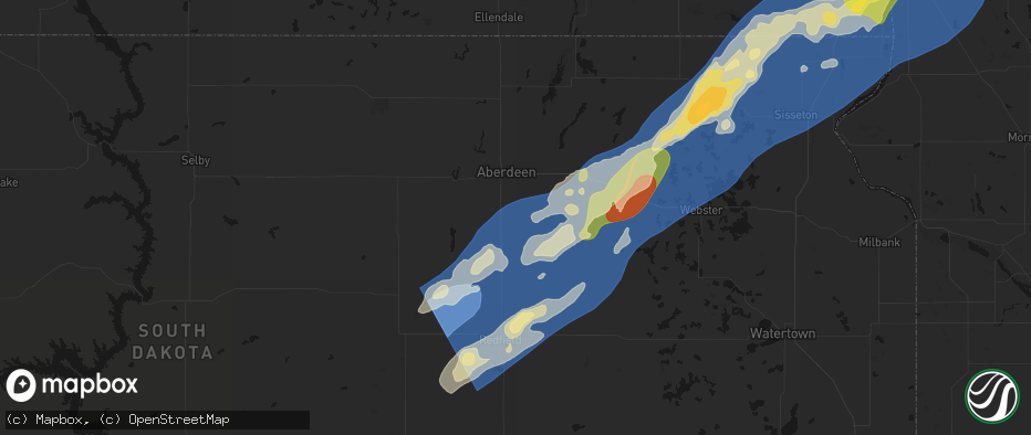 Hail map in Warner, SD on June 29, 2026