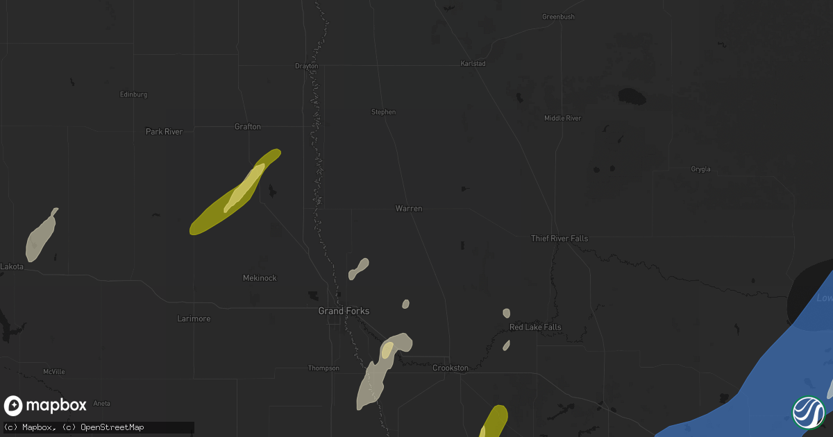 Hail map in Warren, MN on June 29, 2026