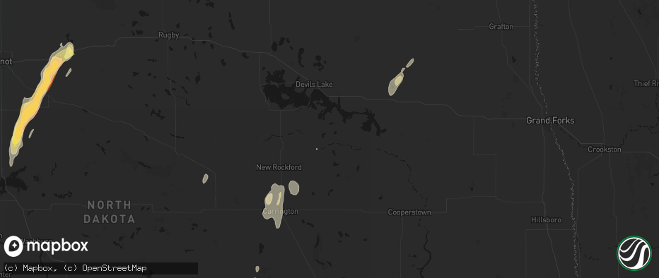 Hail map in Warwick, ND on June 29, 2026