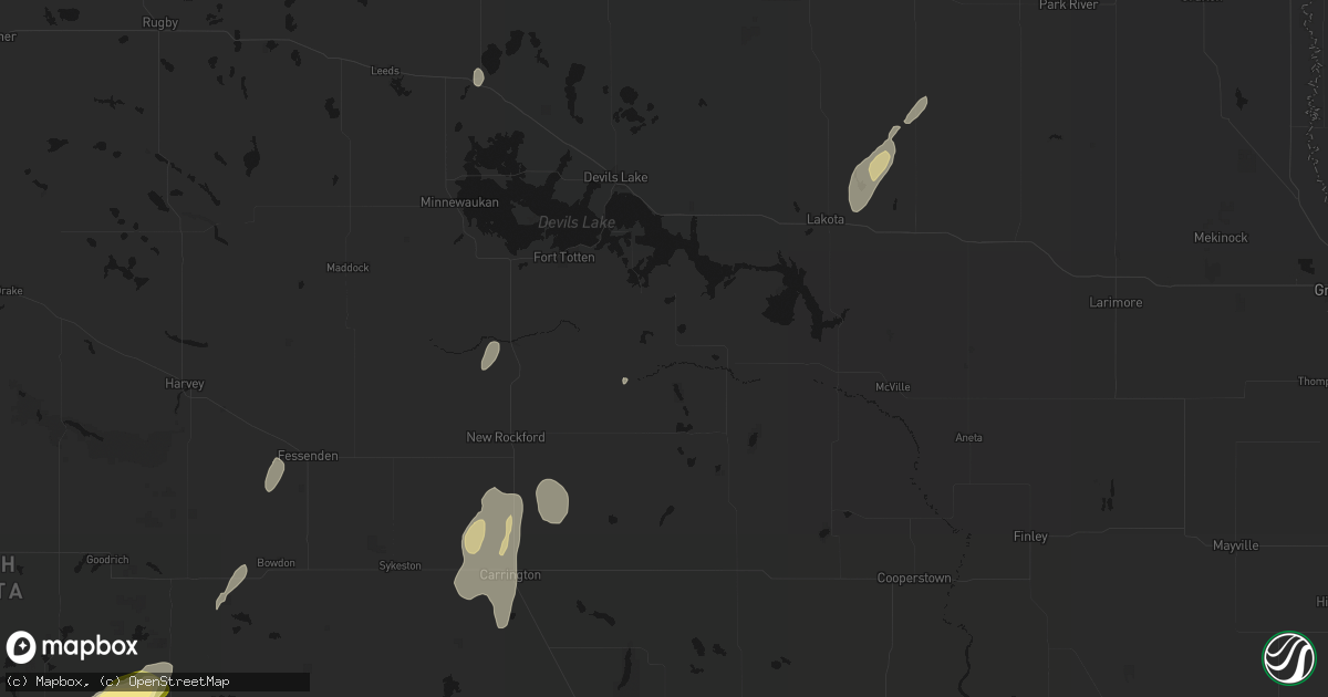 Hail map in Warwick, ND on June 29, 2026