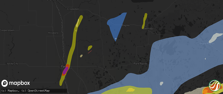 Hail map in Waubun, MN on June 29, 2026