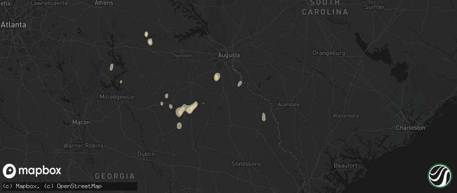 Hail map in Waynesboro, GA on June 29, 2026