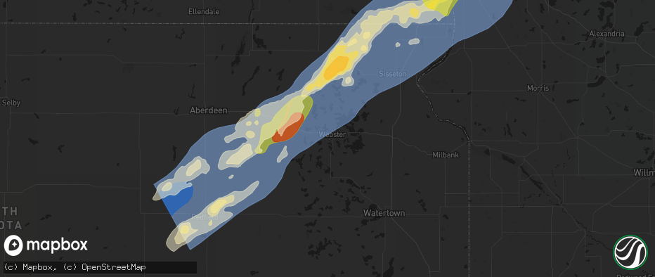 Hail map in Webster, SD on June 29, 2026