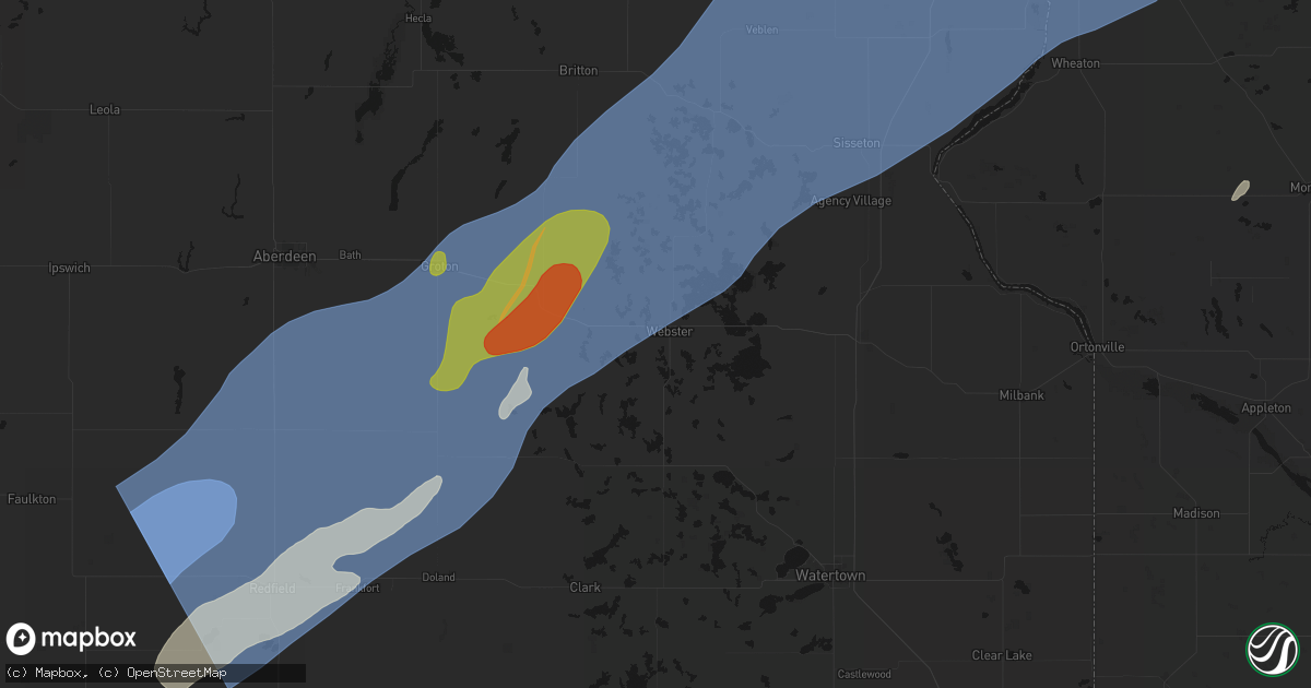 Hail map in Webster, SD on June 29, 2026