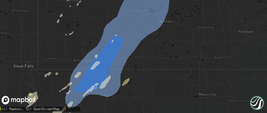 Hail map in Welcome, MN on June 29, 2026