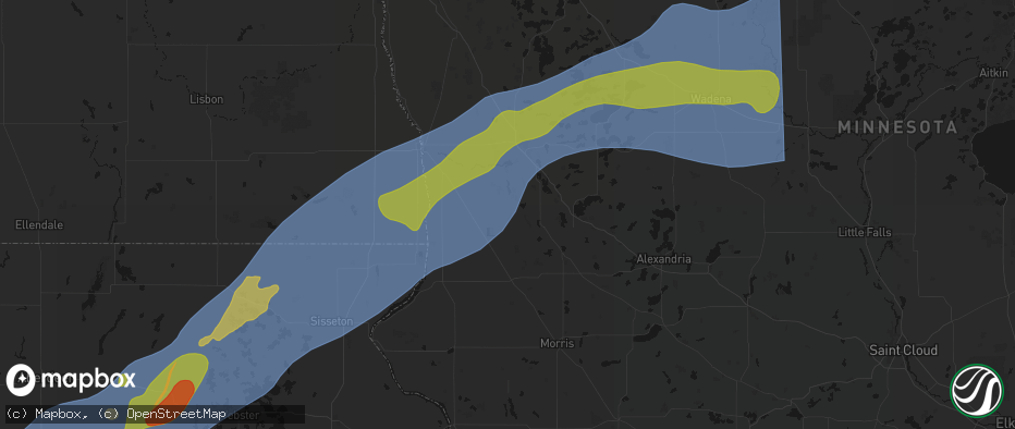 Hail map in Wendell, MN on June 29, 2026