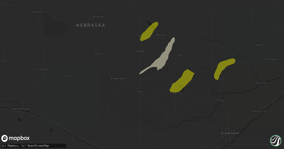 Hail map in Westerville, NE on June 29, 2026
