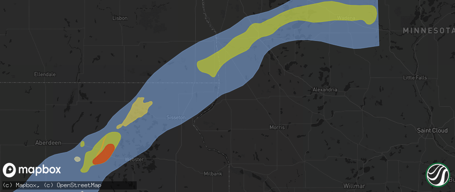 Hail map in Wheaton, MN on June 29, 2026