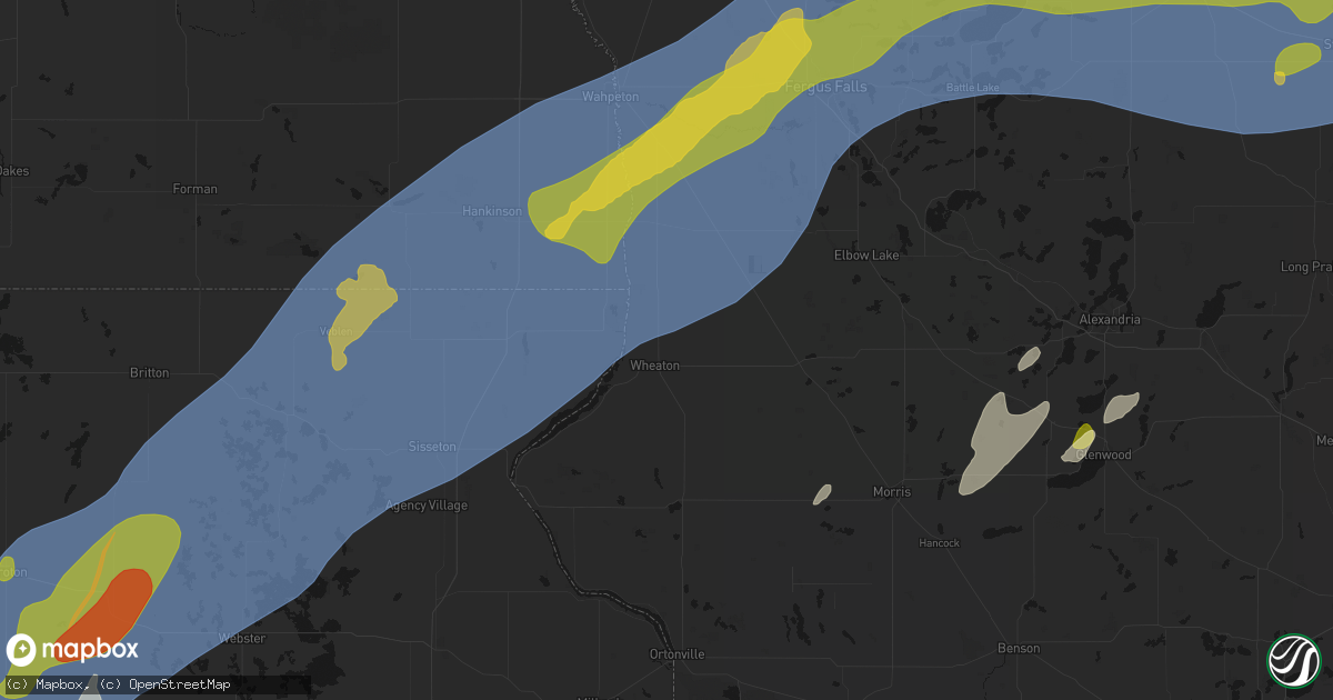 Hail map in Wheaton, MN on June 29, 2026