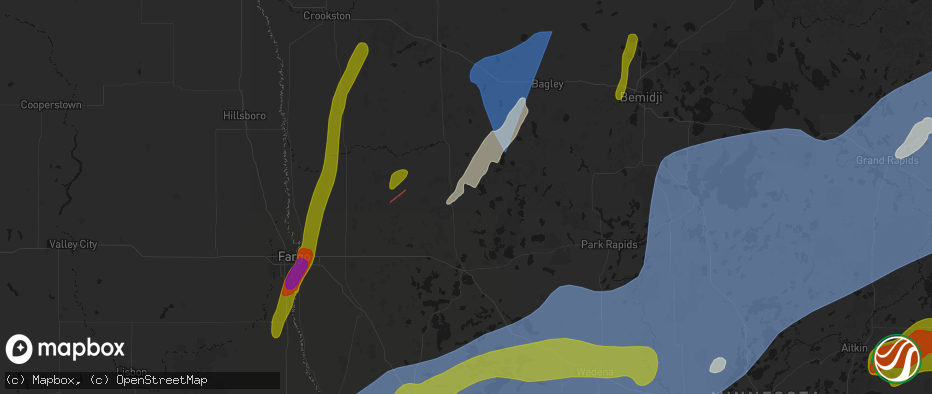 Hail map in White Earth, MN on June 29, 2026