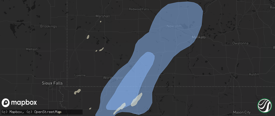 Hail map in Windom, MN on June 29, 2026
