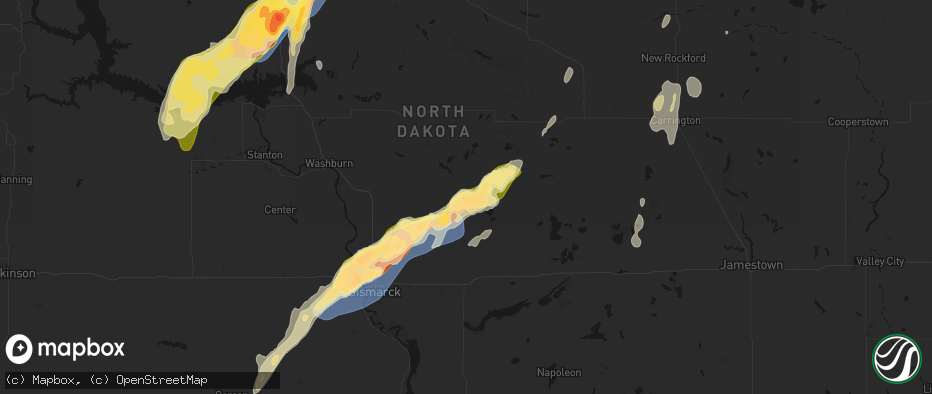 Hail map in Wing, ND on June 29, 2026