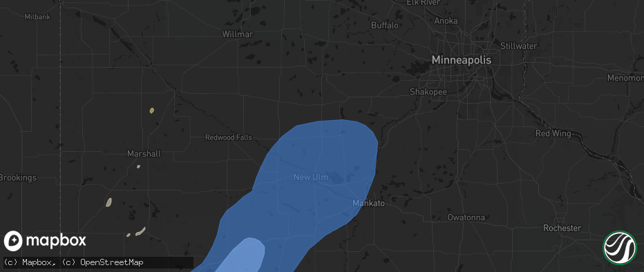 Hail map in Winthrop, MN on June 29, 2026