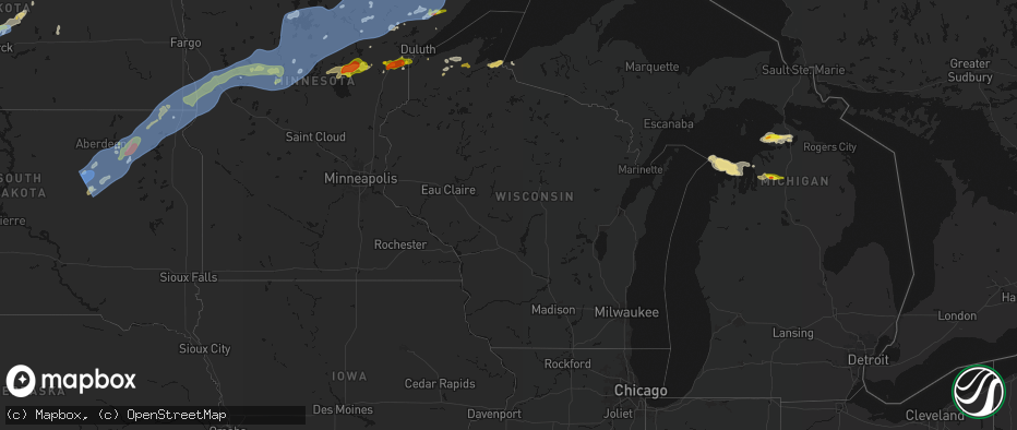 Hail map in Wisconsin on June 29, 2026