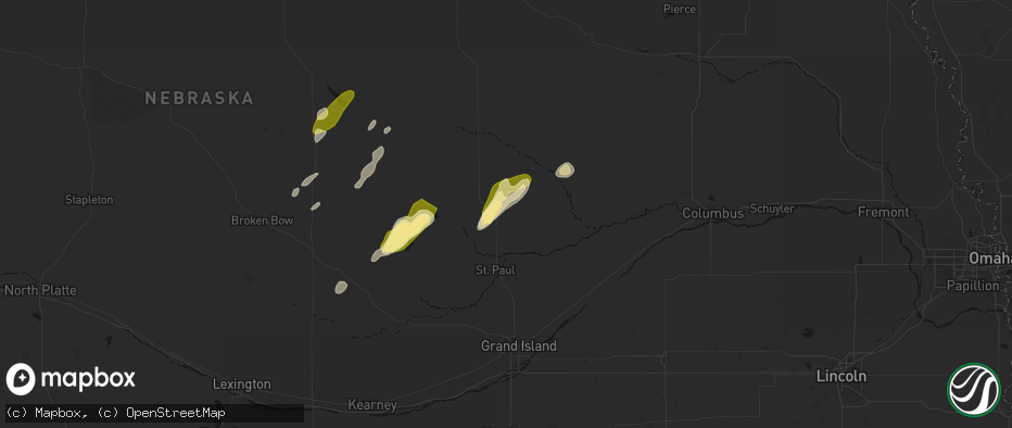 Hail map in Wolbach, NE on June 29, 2026