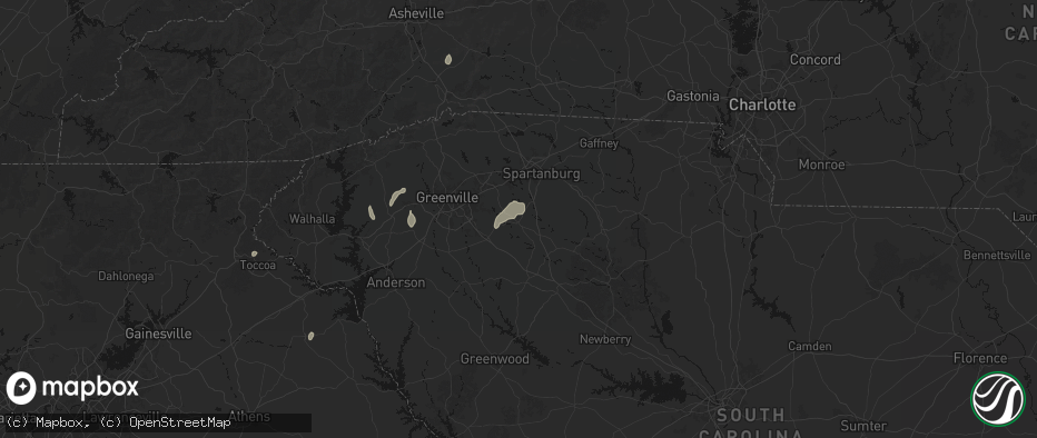 Hail map in Woodruff, SC on June 29, 2026