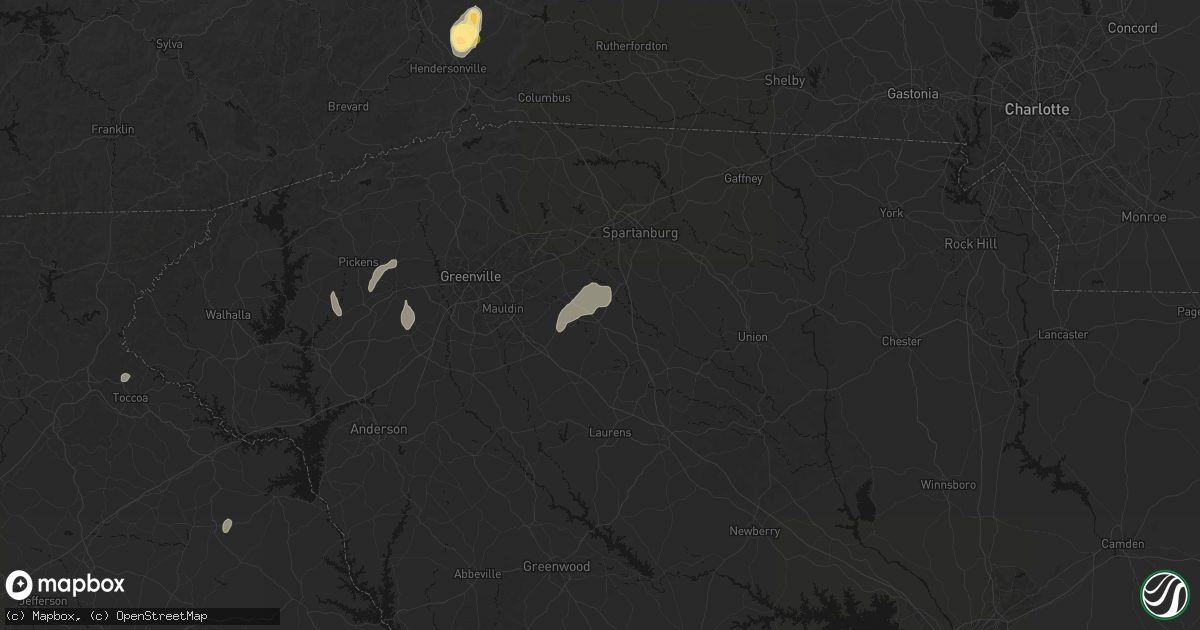 Hail map in Woodruff, SC on June 29, 2026