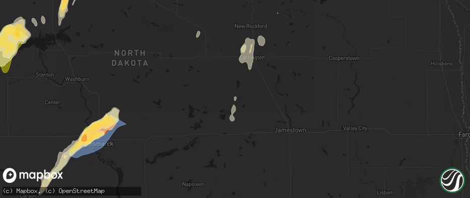 Hail map in Woodworth, ND on June 29, 2026