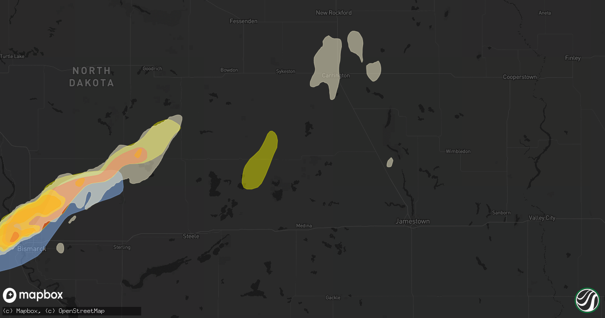 Hail map in Woodworth, ND on June 29, 2026