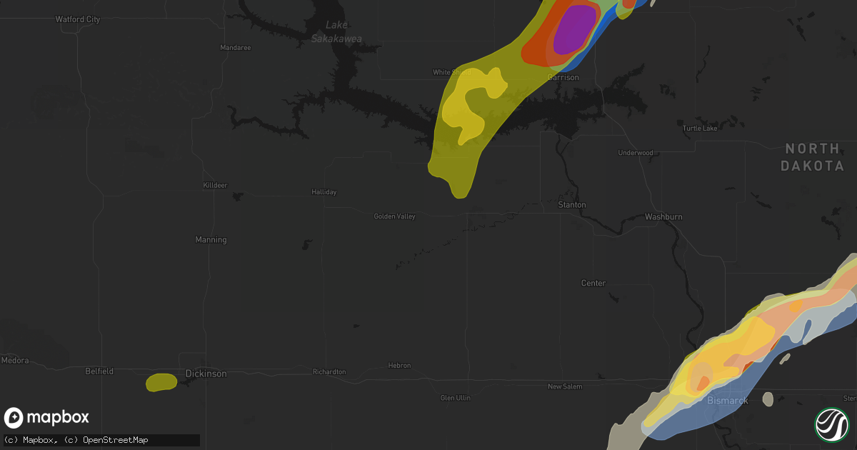 Hail map in Zap, ND on June 29, 2026