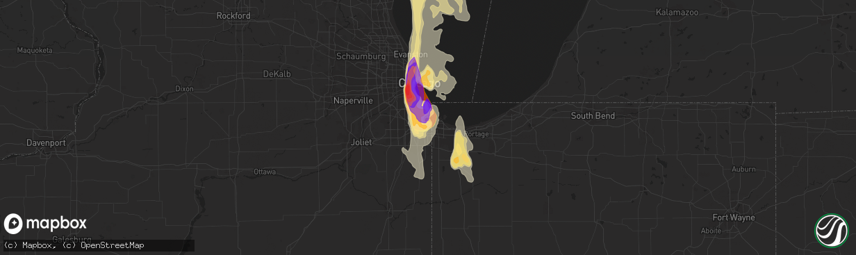 Hail map in Calumet City, IL on June 30, 2011