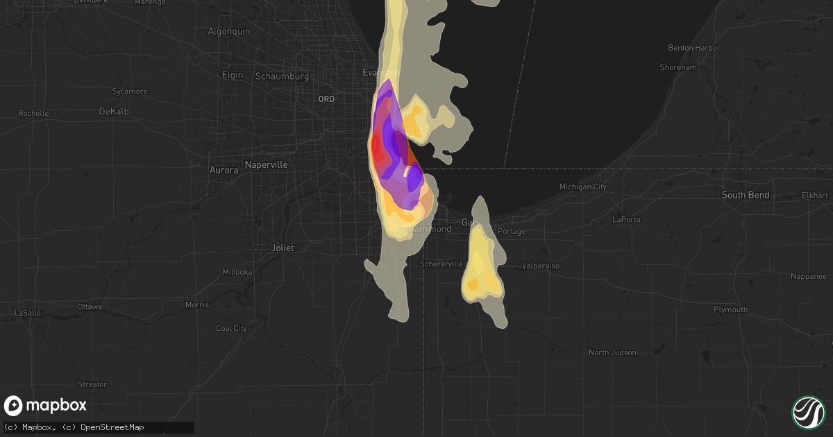 Hail map in Calumet City, IL on June 30, 2011
