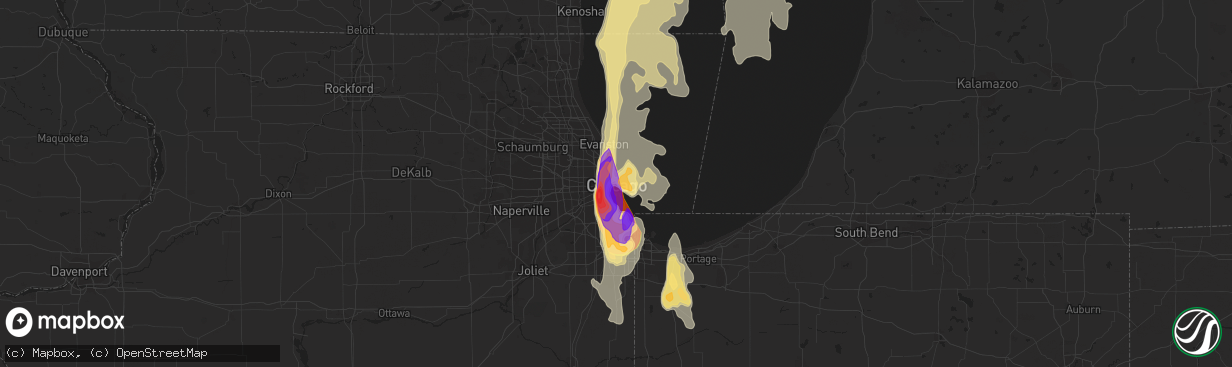 Hail map in Chicago, IL on June 30, 2011