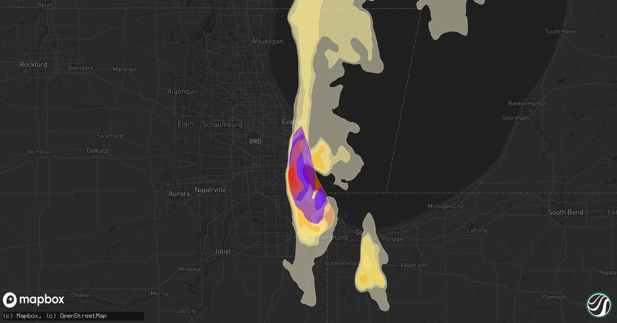 Hail map in Chicago, IL on June 30, 2011