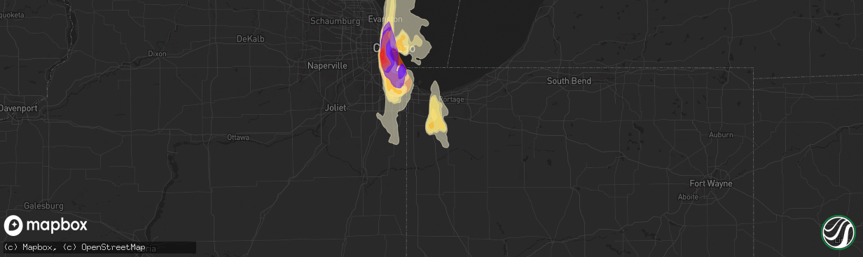 Hail map in Crown Point, IN on June 30, 2011