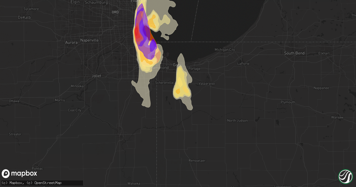 Hail map in Crown Point, IN on June 30, 2011