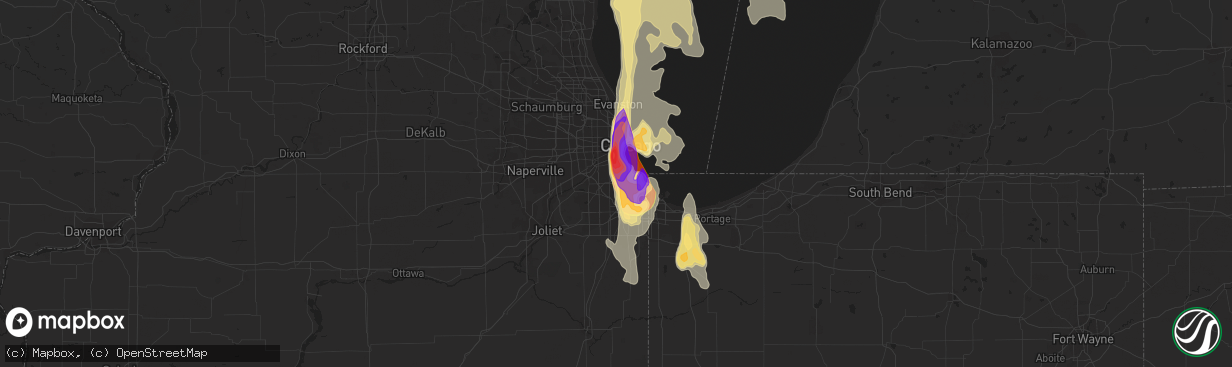 Hail map in Evergreen Park, IL on June 30, 2011