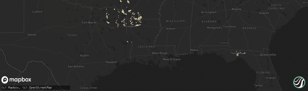 Hail map in Louisiana on June 30, 2011