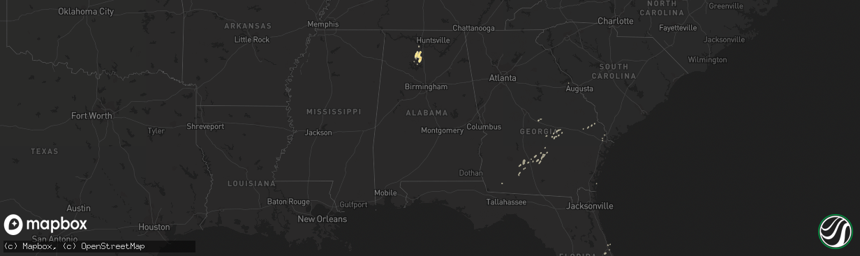 Hail map in Alabama on June 30, 2013