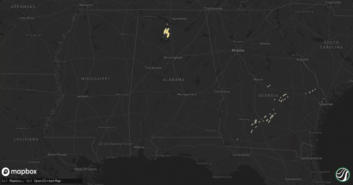 Hail map in Alabama on June 30, 2013