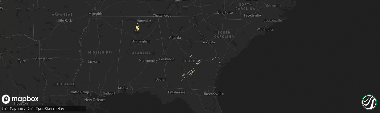 Hail map in Georgia on June 30, 2013