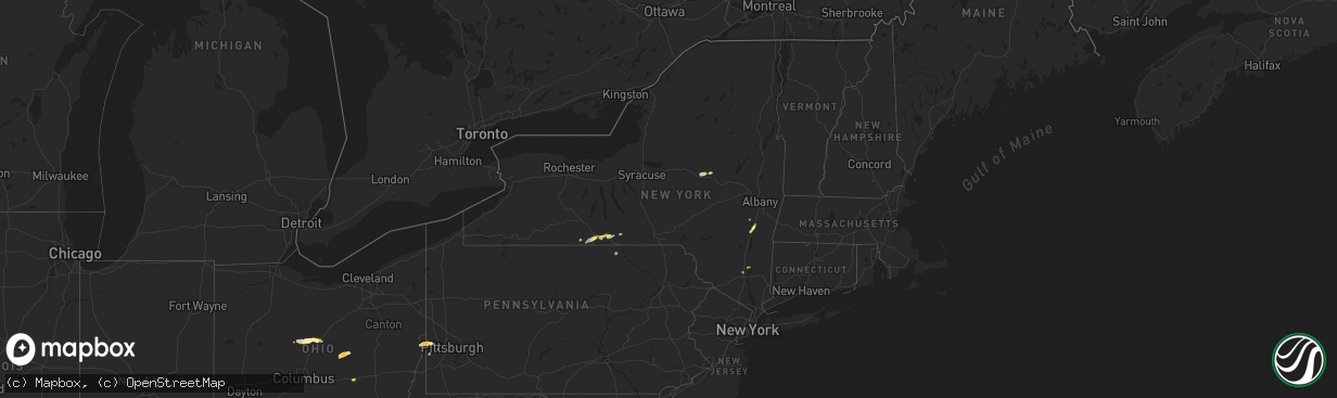 Hail map in New York on June 30, 2013