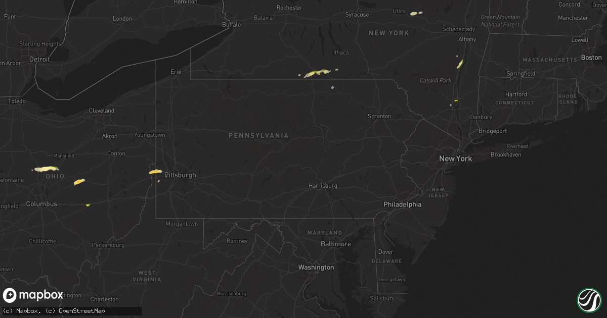 Hail map in Pennsylvania on June 30, 2013
