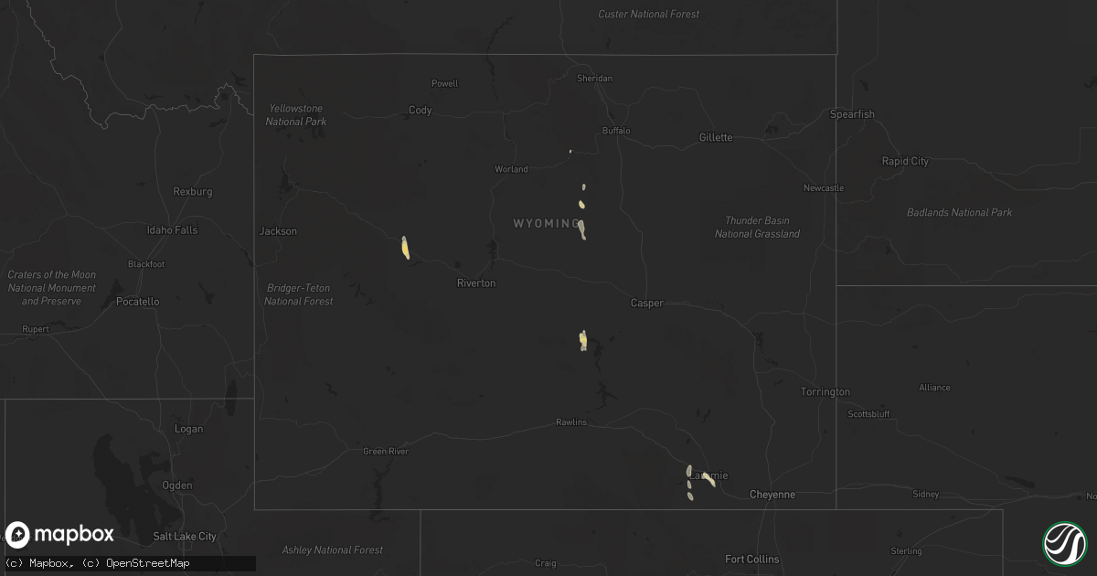 Hail map in Wyoming on June 30, 2013