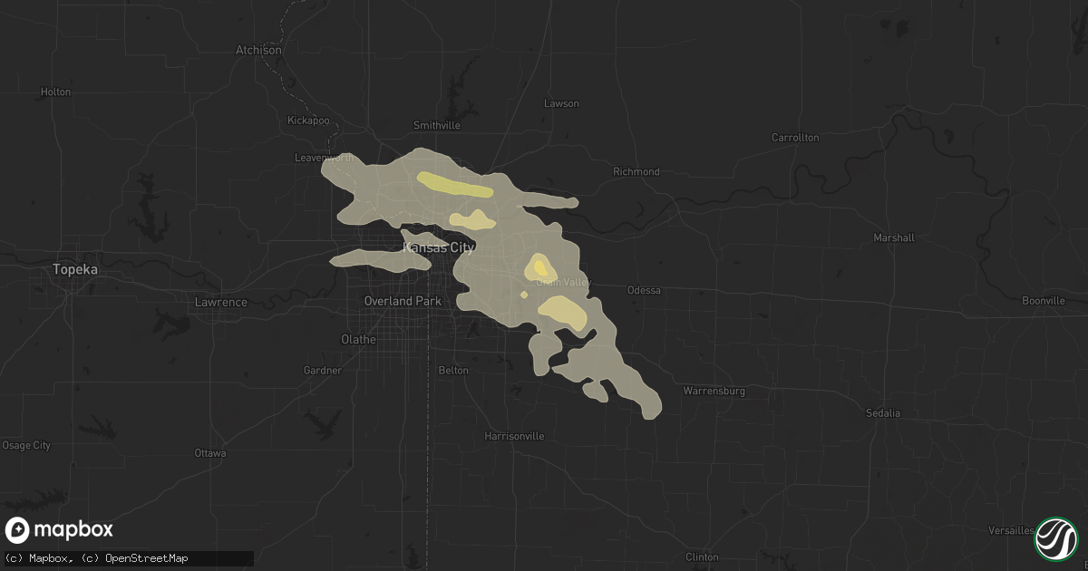 Hail map in Blue Springs, MO on June 30, 2014