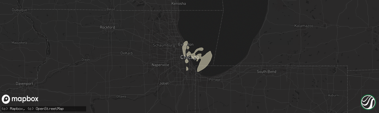 Hail map in Chicago, IL on June 30, 2014