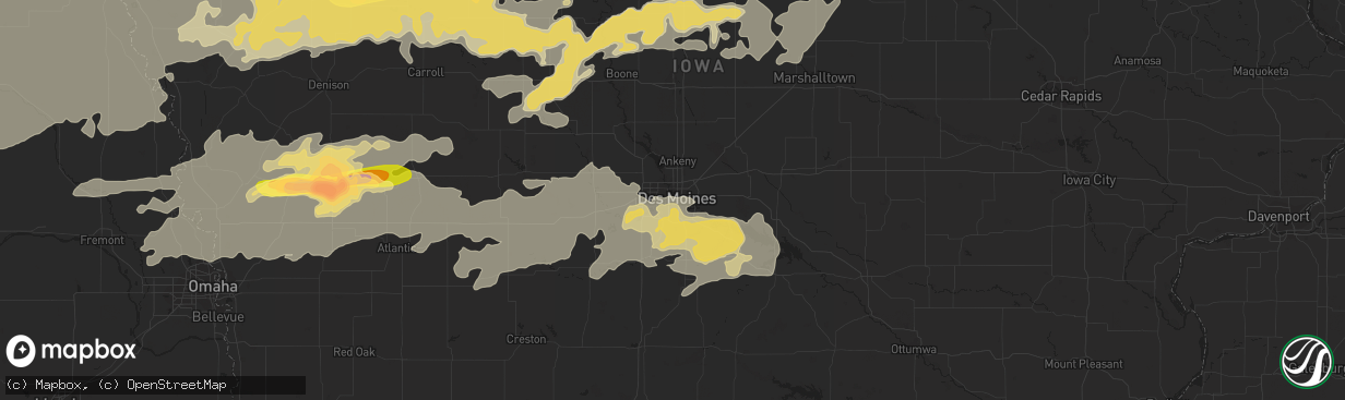 Hail map in Des Moines, IA on June 30, 2014