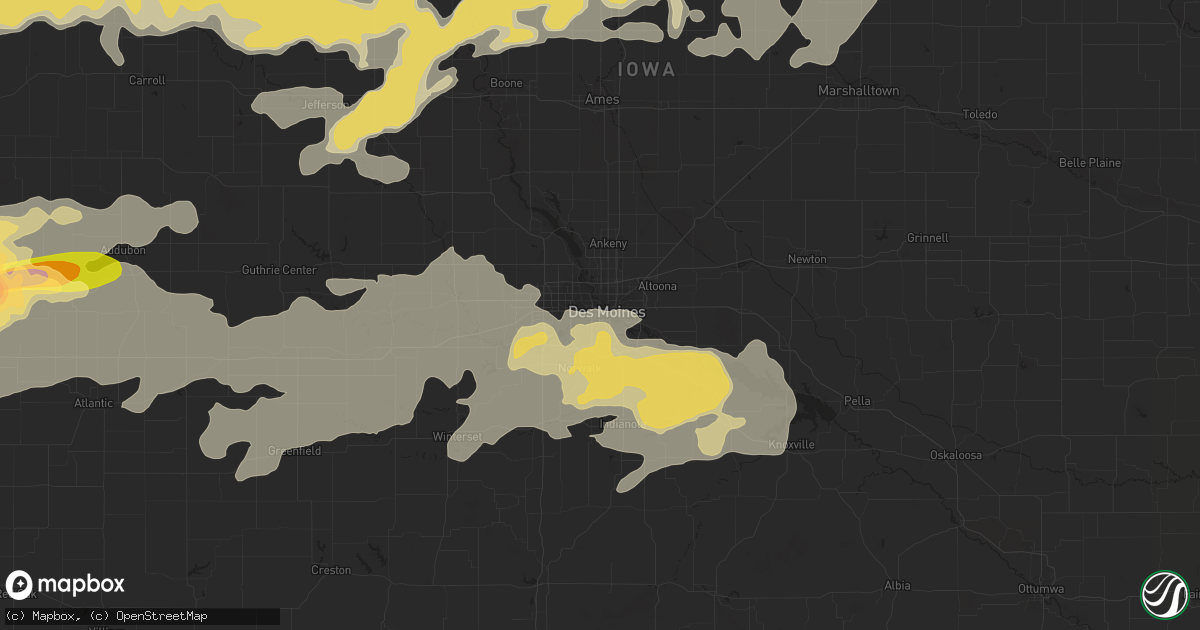 Hail map in Des Moines, IA on June 30, 2014