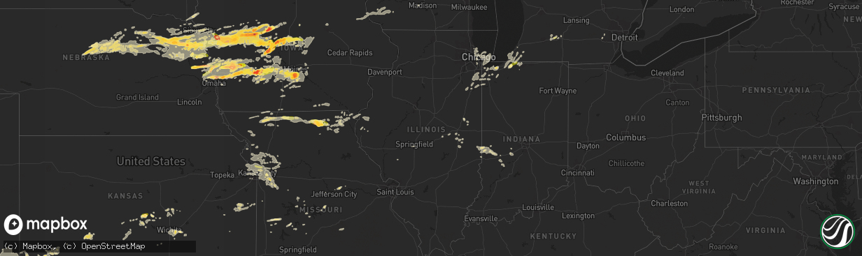 Hail map in Illinois on June 30, 2014