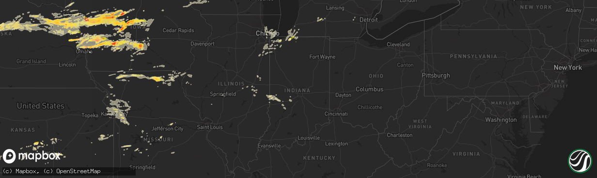 Hail map in Indiana on June 30, 2014