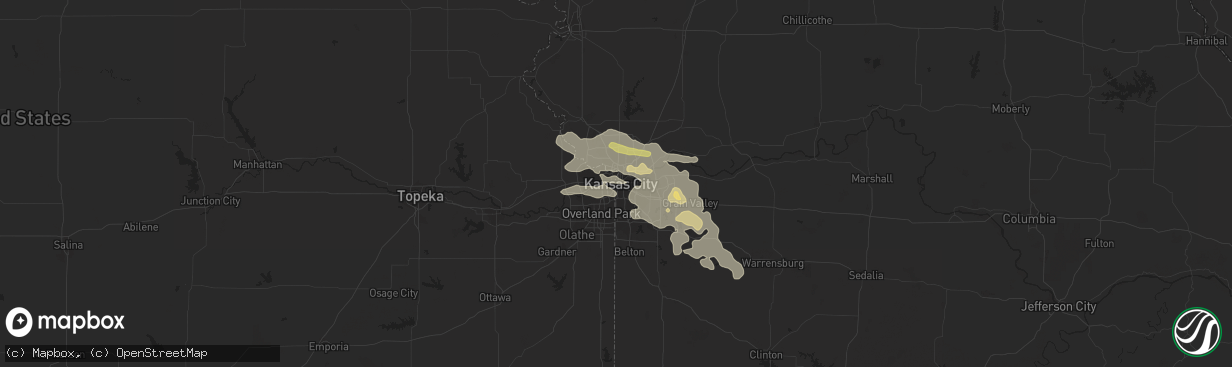 Hail map in Kansas City, MO on June 30, 2014