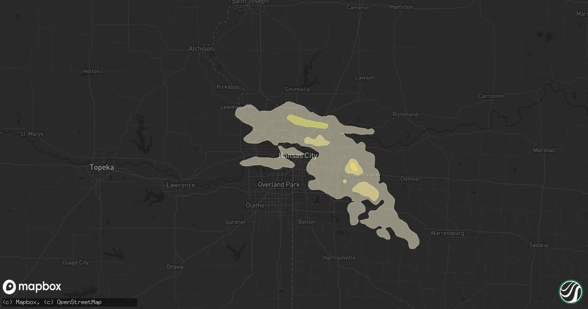 Hail map in Kansas City, MO on June 30, 2014