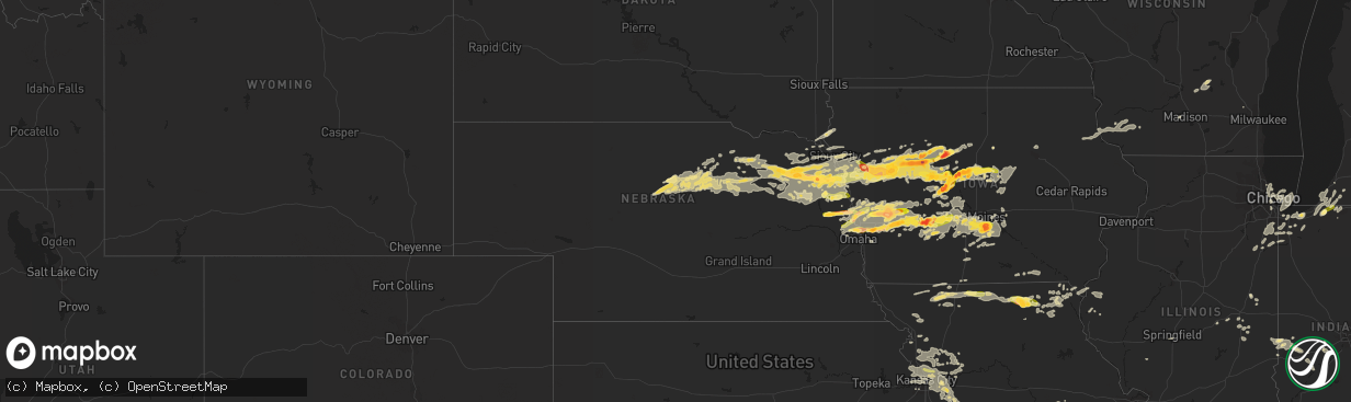 Hail map in Nebraska on June 30, 2014