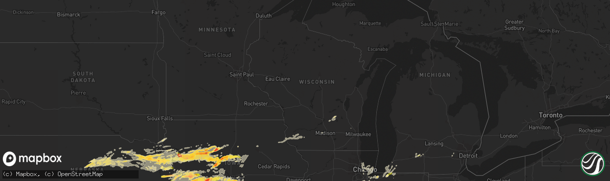 Hail map in Wisconsin on June 30, 2014