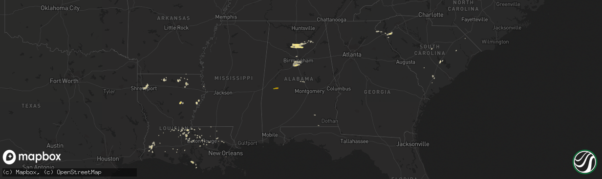 Hail map in Alabama on June 30, 2015