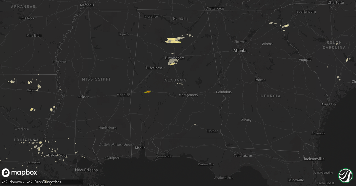 Hail map in Alabama on June 30, 2015